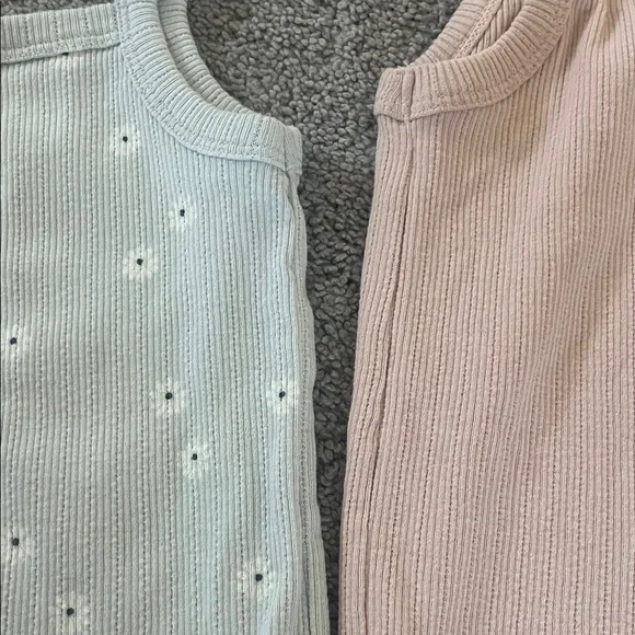 Set of 2 organic cotton Little Co Camisoles in Light Pink and Blue - Picture 2 of 2